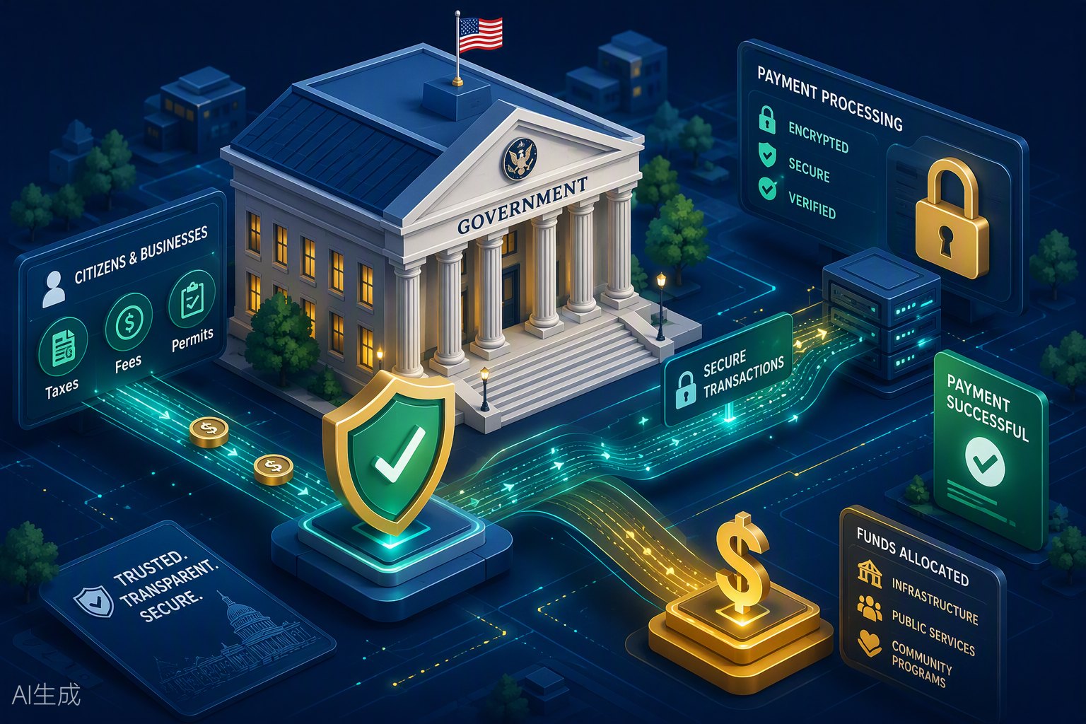 Government payment processing illustration