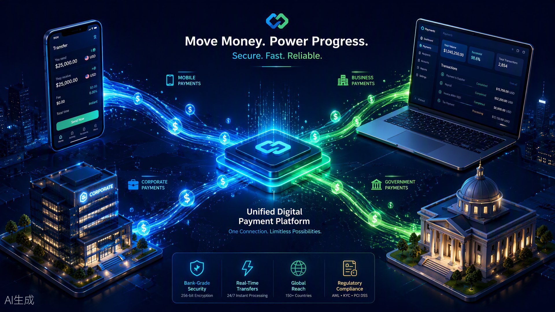 Unified digital payment platform connecting mobile, business and government payments