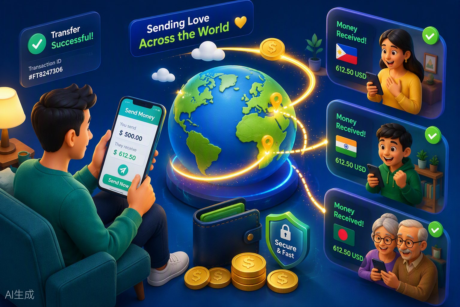 Individual money transfer illustration